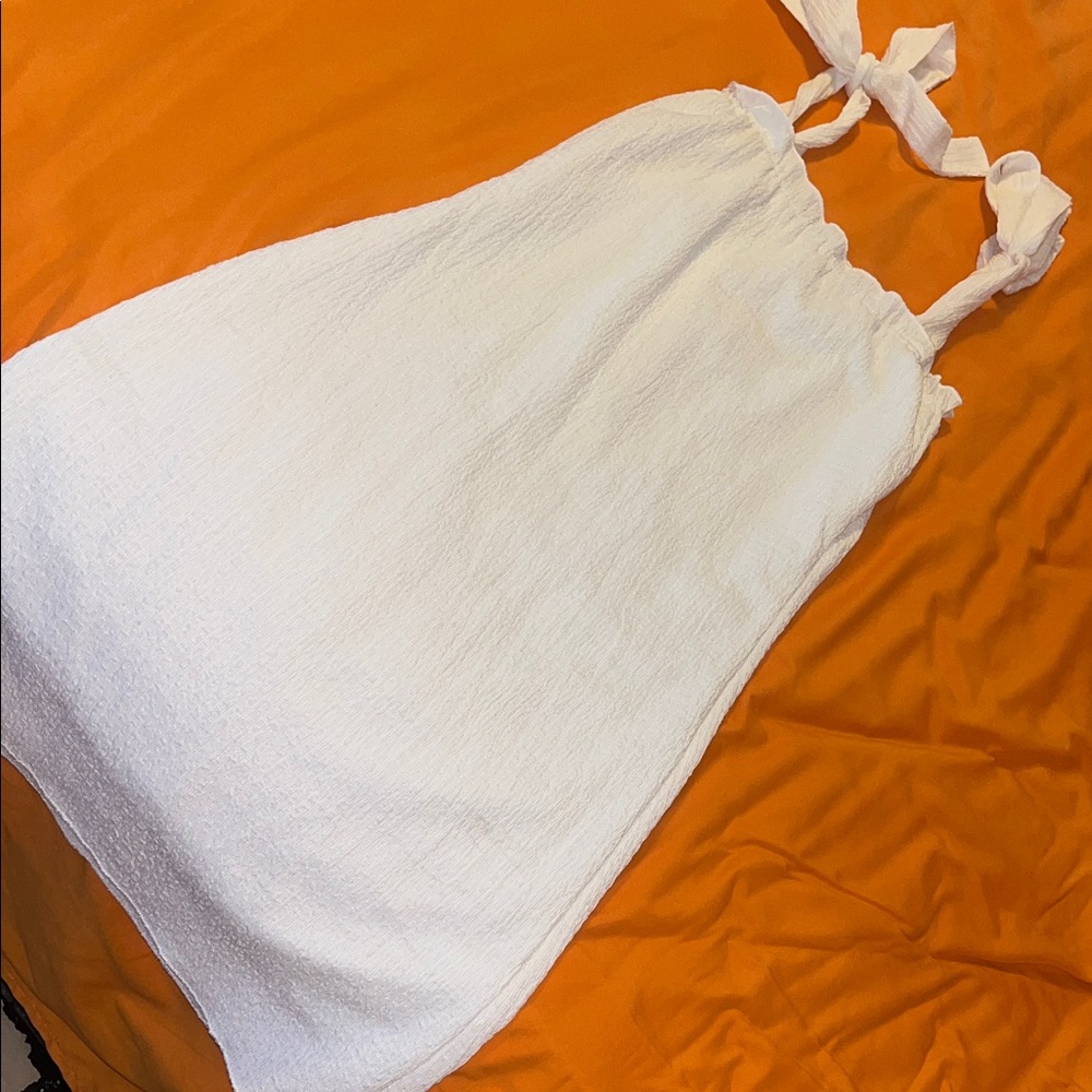 White Sleeveless Dress with Tie Straps